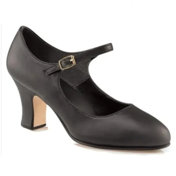 Capezio 653 Big Girls Womens SZ 4 Manhattan Character Black Dance Shoes Heels